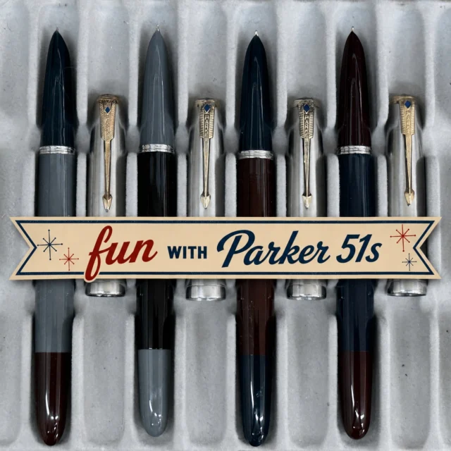 Parker 51 “Remix” - concept we’ve wanted to try with original Parker 51 parts. All serviced, headed to our eBay store - link in bio 

#parker51 #parker51vacumatic #fountainpens #vintagepens